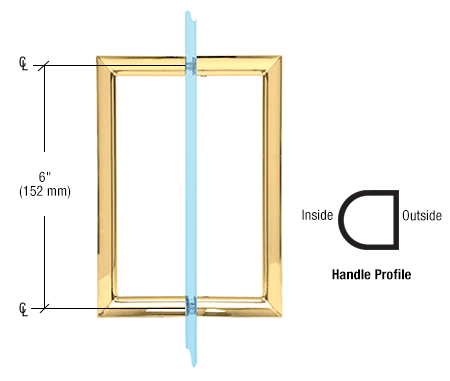 HANDLE - FLAT OUTSIDE -ROUND TUBING INSIDE - POLISHED BRASS - 6 in.
